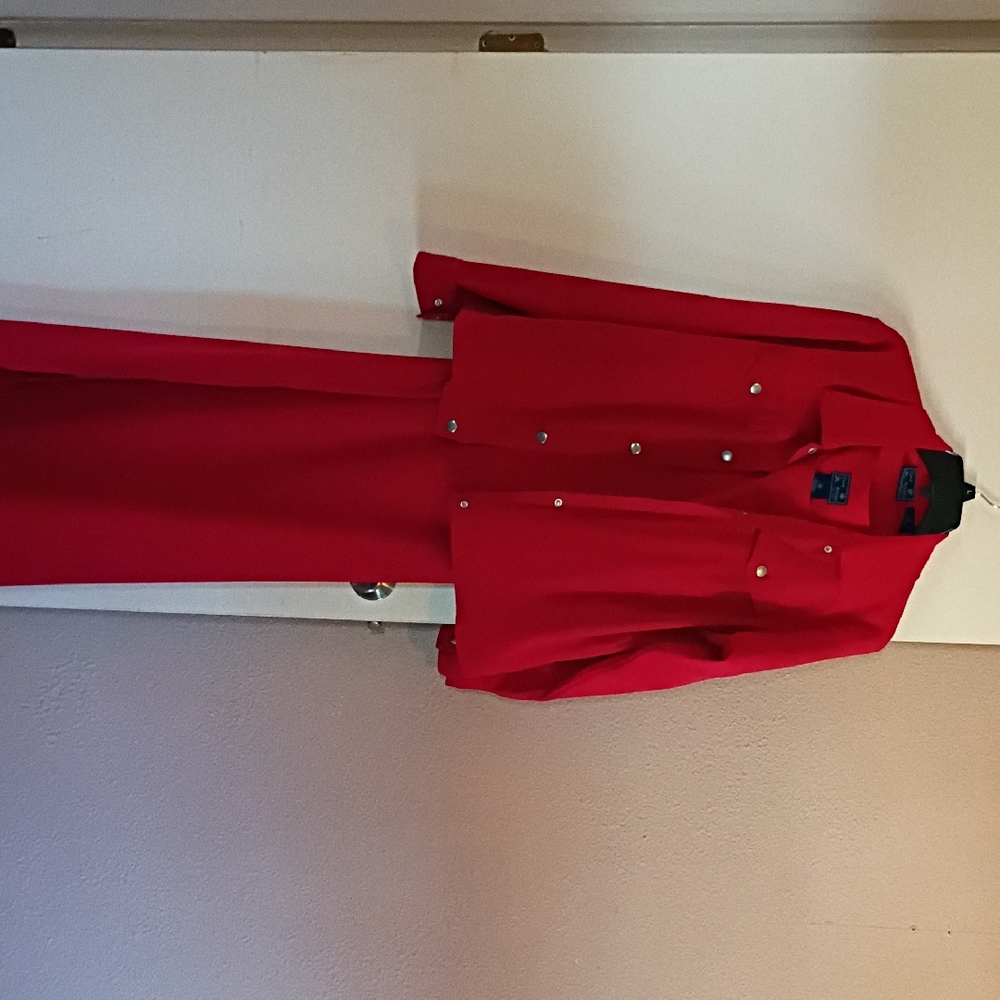 Vibrant Red Suede Dress And Suede Jacket